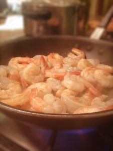 sauteeing shrimp